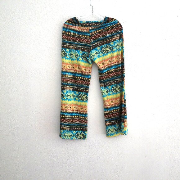 Love Crazy, Yellow/blue/orange abstract flare pants - Picture 7 of 7